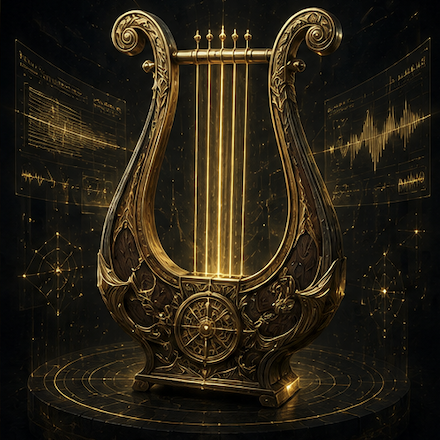 Apollo represented by an ornate golden lyre